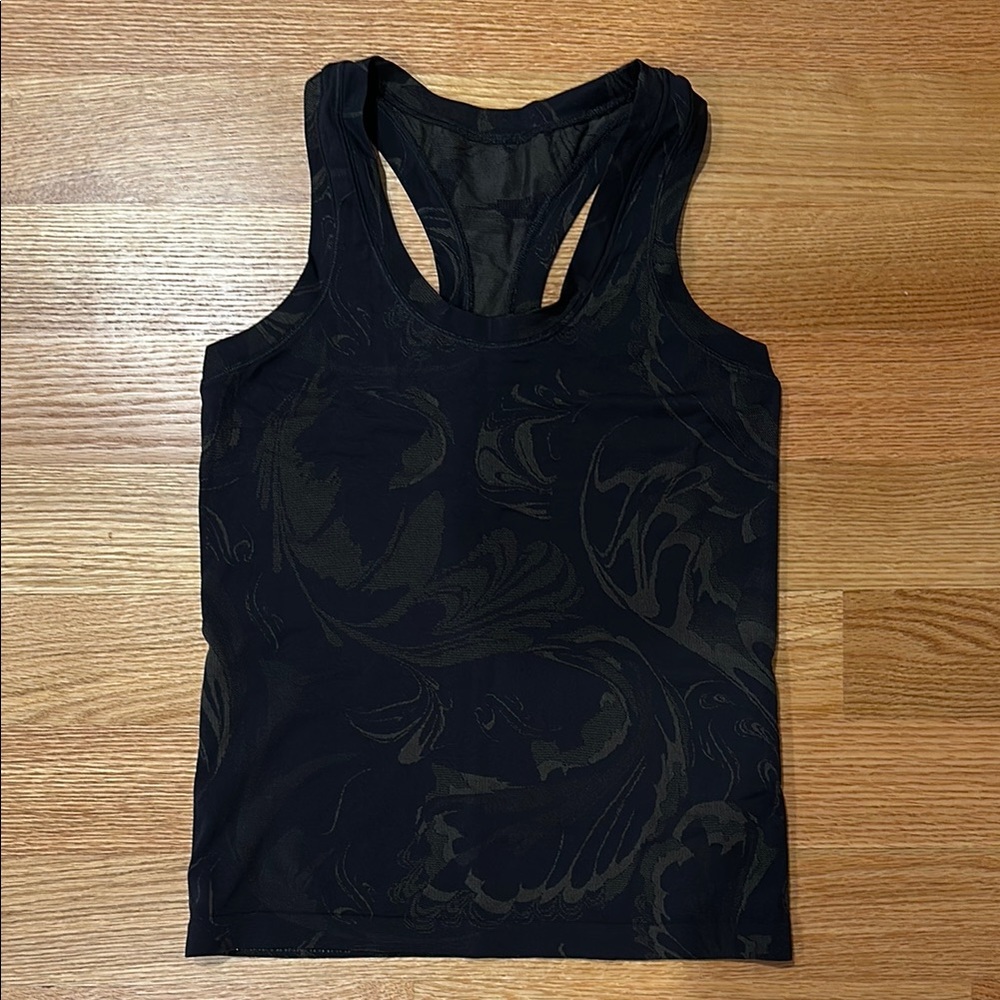 Athleta Black Patterned Women's Racerback Tank Top - Momentum Seamless Tank - XS